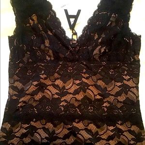 Black lace cami with flesh toned lining